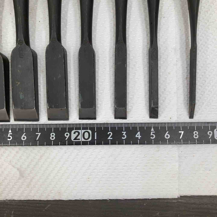 【中古品】　「月市弘」銘 鑿 10本組 のみ 木工 大工道具 Japanise Chisel【柏店】