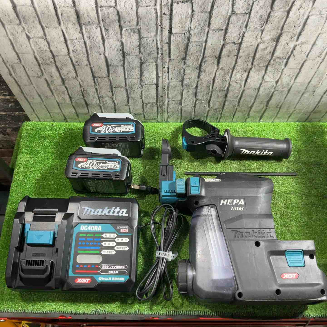 ★マキタ(makita) コードレスハンマドリル HR001GRDXV 動作確認済み 40V2.5Ah×2、集じんシステム、充電器、ハンドル、ストッパポール、ケース付き【川口店】