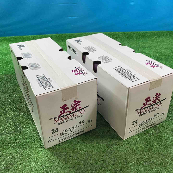 カモ井 正宗 建築塗装用 マスキングテープ 24mm×18m 50巻×2箱【岩槻店】