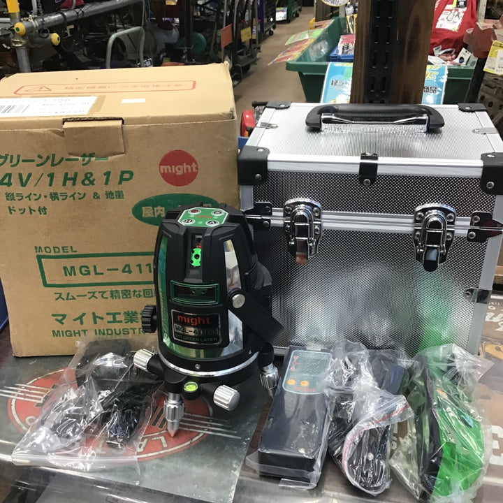 〇マイト工業(might) グリーンレーザー墨出し器 MGL-411GP 矩十字・横【草加店】