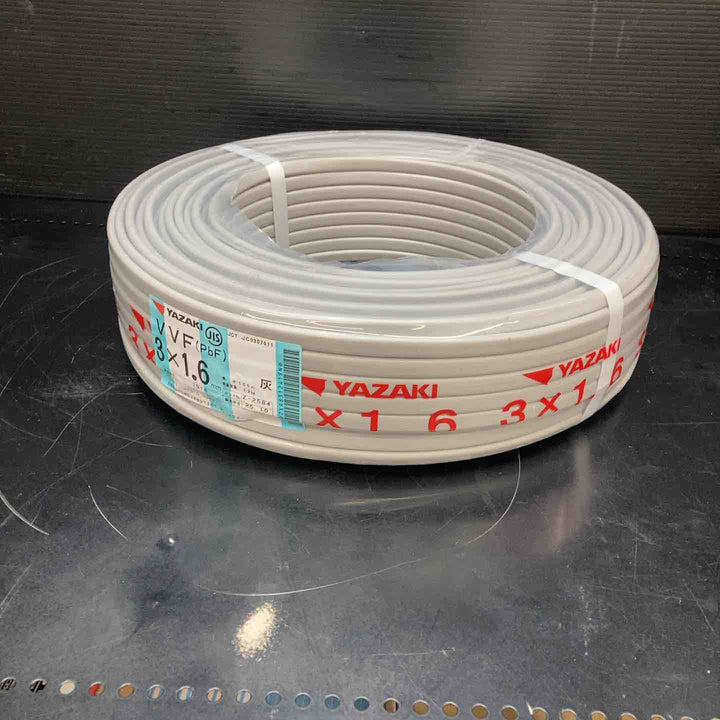 【未使用品(店頭展示品)】矢崎 VVFケーブル 1.6mm×3芯 100m巻 (灰色) VVF1.6mm×3C×100m YAZAKI【川越店】