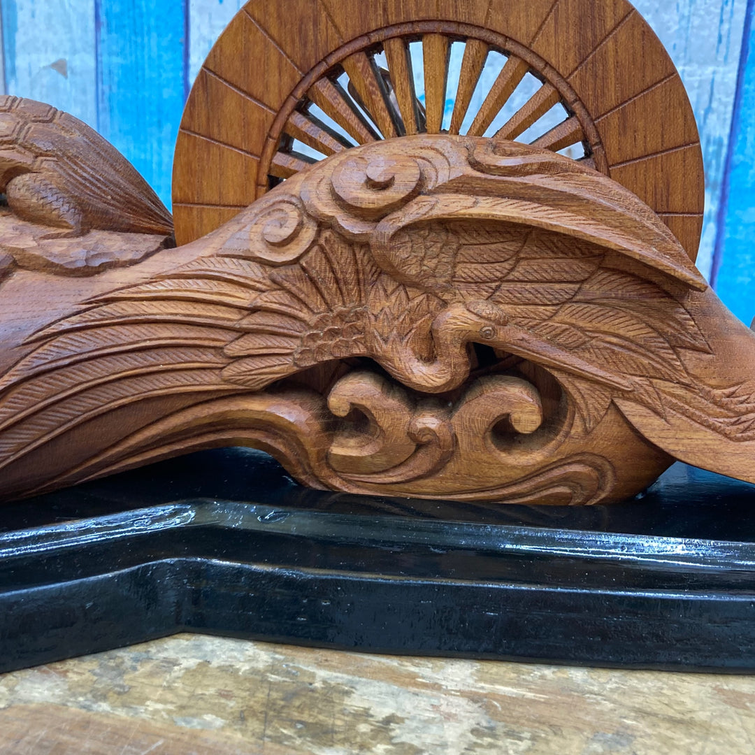 ▼坪辰 刻印有り 鶴亀坪 大型墨壺 約400ｍｍ 木製【柏店】