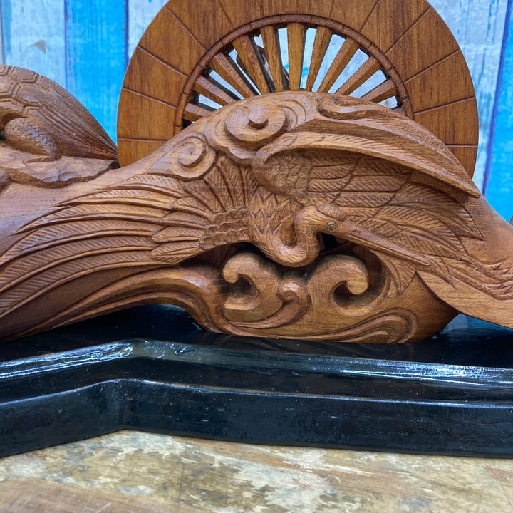 ▼坪辰 刻印有り 鶴亀坪 大型墨壺 約400ｍｍ 木製【柏店】