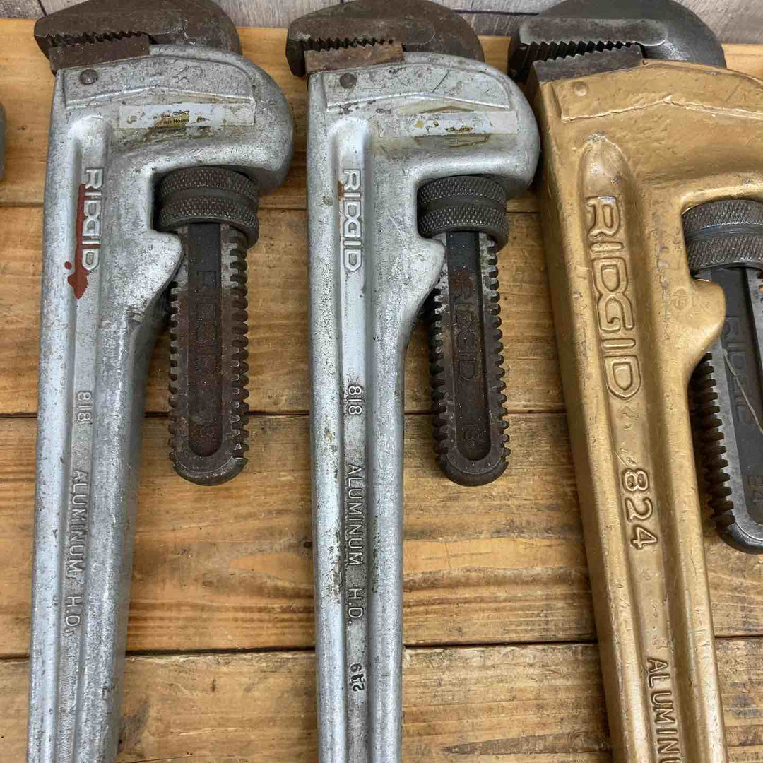 【中古品】 【まとめ売り】 RIDGID アルミ パイプレンチ 9本セット 24”・18”・14”・824・818・814・812 タテ型 水道管 白管用 【東大和店】