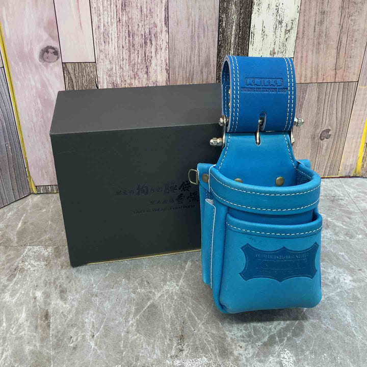 【美品】◇ニックス チェーン式最高級硬式グローブ革小物腰袋(ブルー) KGBL-201VADX【八潮店】