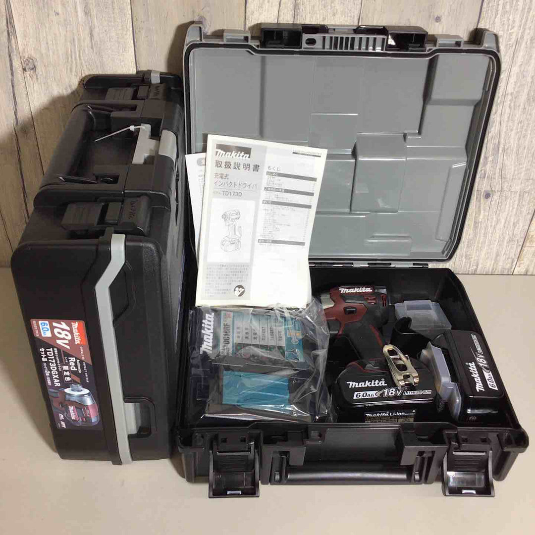 【未使用品】 限定色 マキタ makita コードレス インパクトドライバー TD173DGXAB 2台 フルセット インパクト レッド 赤 純正 純正品 【戸田店】