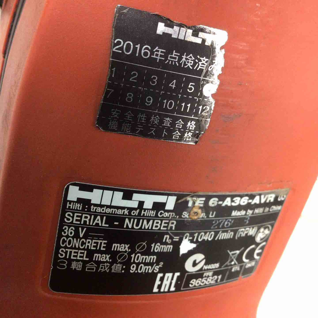 【中古品】 ヒルティ/HILTI コードレスハンマドリル TE6-A36-AVR(本体のみ) 【鴻巣店】