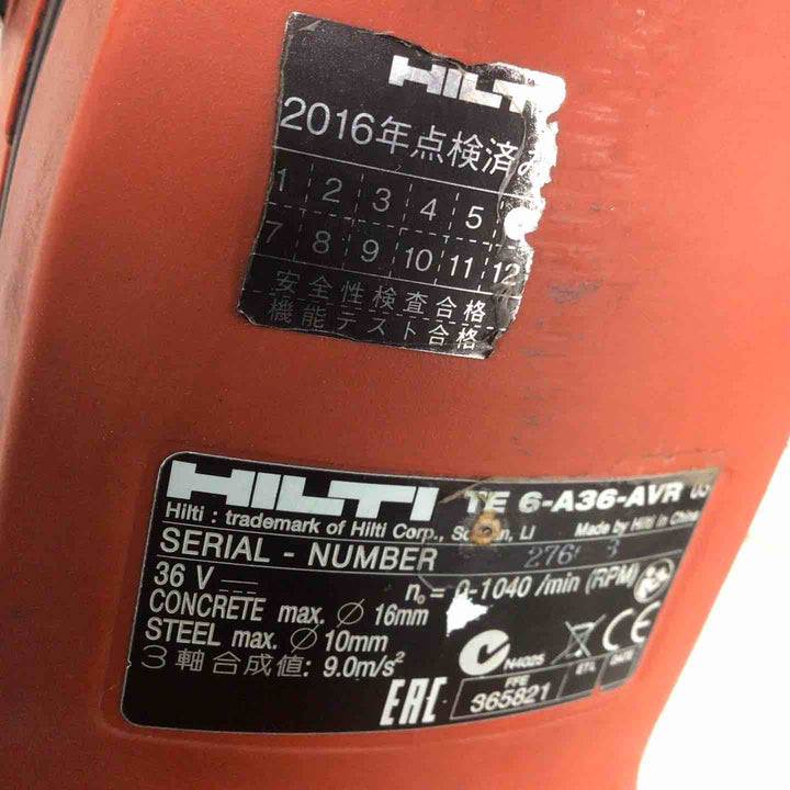 【中古品】 ヒルティ/HILTI コードレスハンマドリル TE6-A36-AVR(本体のみ) 【鴻巣店】