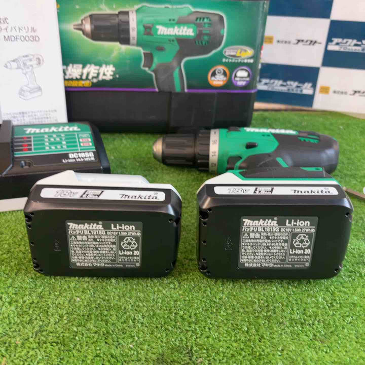 マキタ(Makita) 充電式ドライバドリル 18V1.5Ah バッテリ・充電器付 MDF003DSX グリーン【草加店】