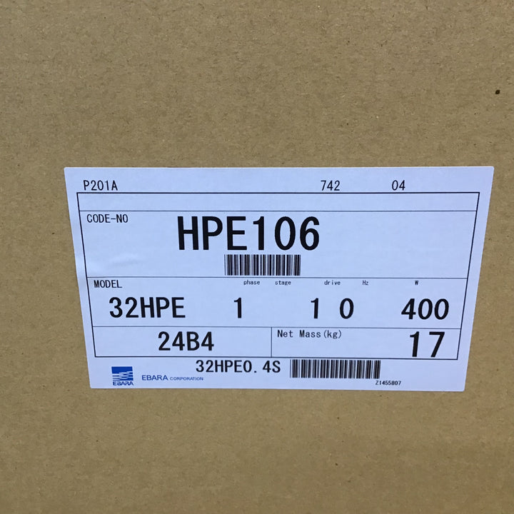 ★エバラポンプ(荏原製作所) 浅井戸用インバータポンプ 32HPE0.4S HPE106未開封品【柏店】