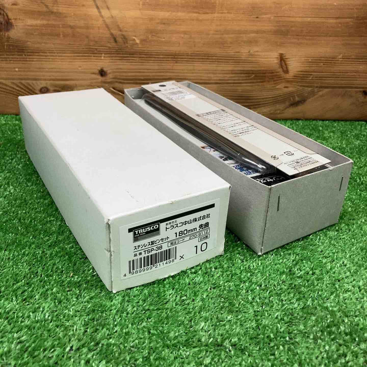 【未使用品】 トラスコ/TRUSCO ステンレス製ピンセット 180mm 先曲 ＊10本セット 【鴻巣店】