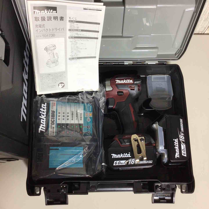 【未使用品】 限定色 マキタ makita コードレス インパクトドライバー TD173DGXAB 2台 フルセット インパクト レッド 赤 純正 純正品 【戸田店】