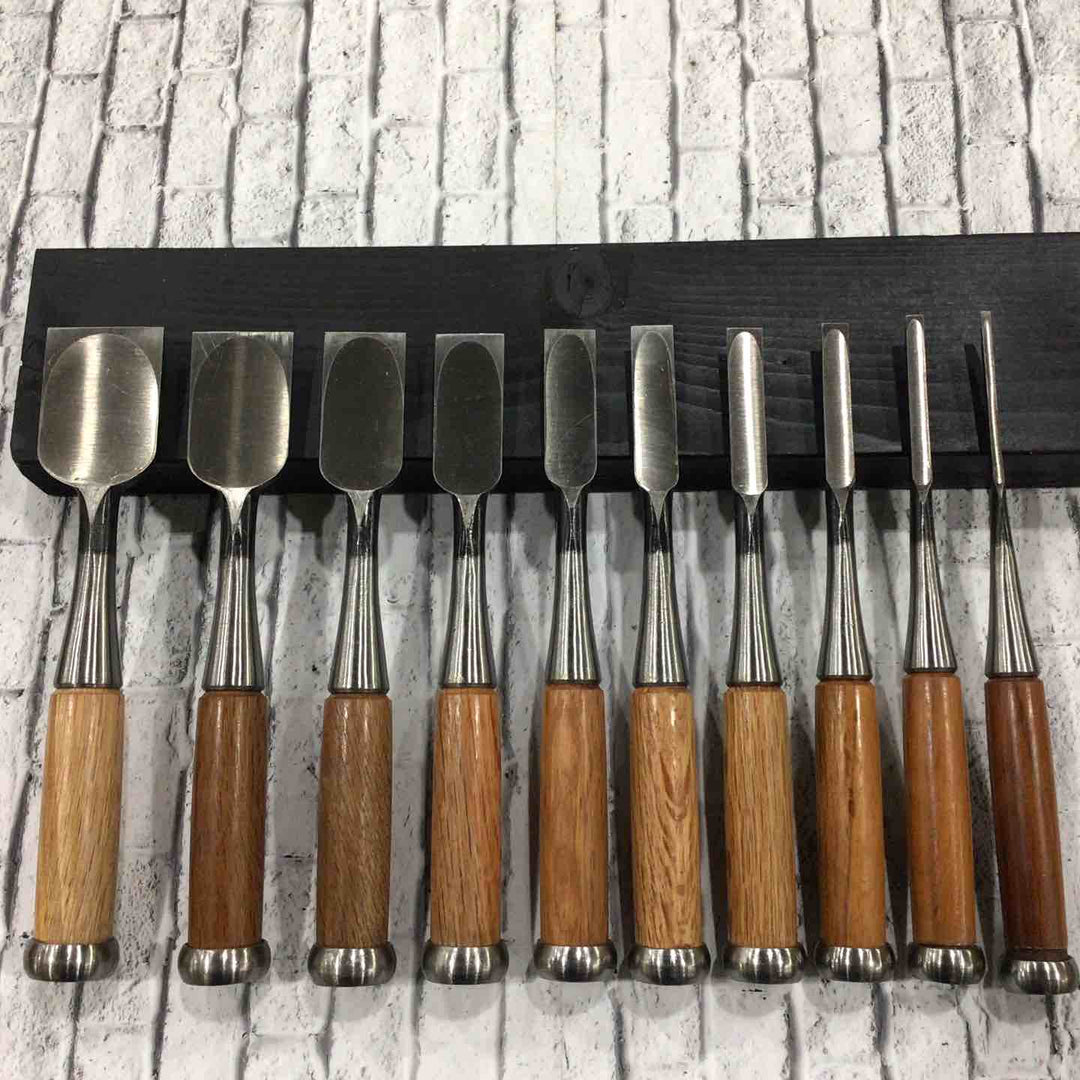 輝久 追入鑿 10本組 赤樫柄 本体のみ 【川口店】