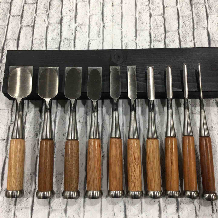 輝久 追入鑿 10本組 赤樫柄 本体のみ 【川口店】