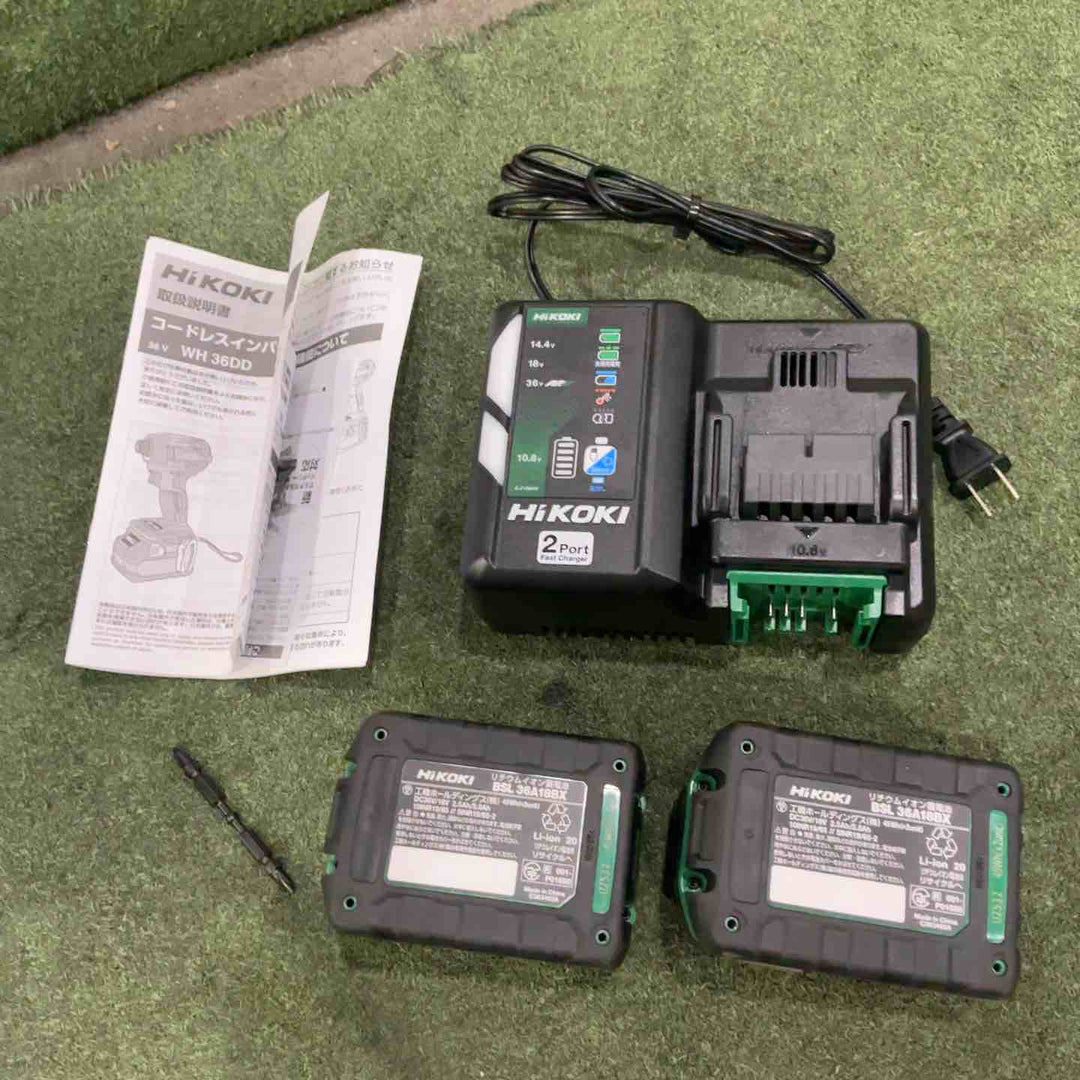 ★ハイコーキ(HIKOKI ※旧:日立工機) コードレスインパクトドライバ ストロングブラック WH36DD(2XHBSZ) 36V フルセット 動作確認済【川口店】