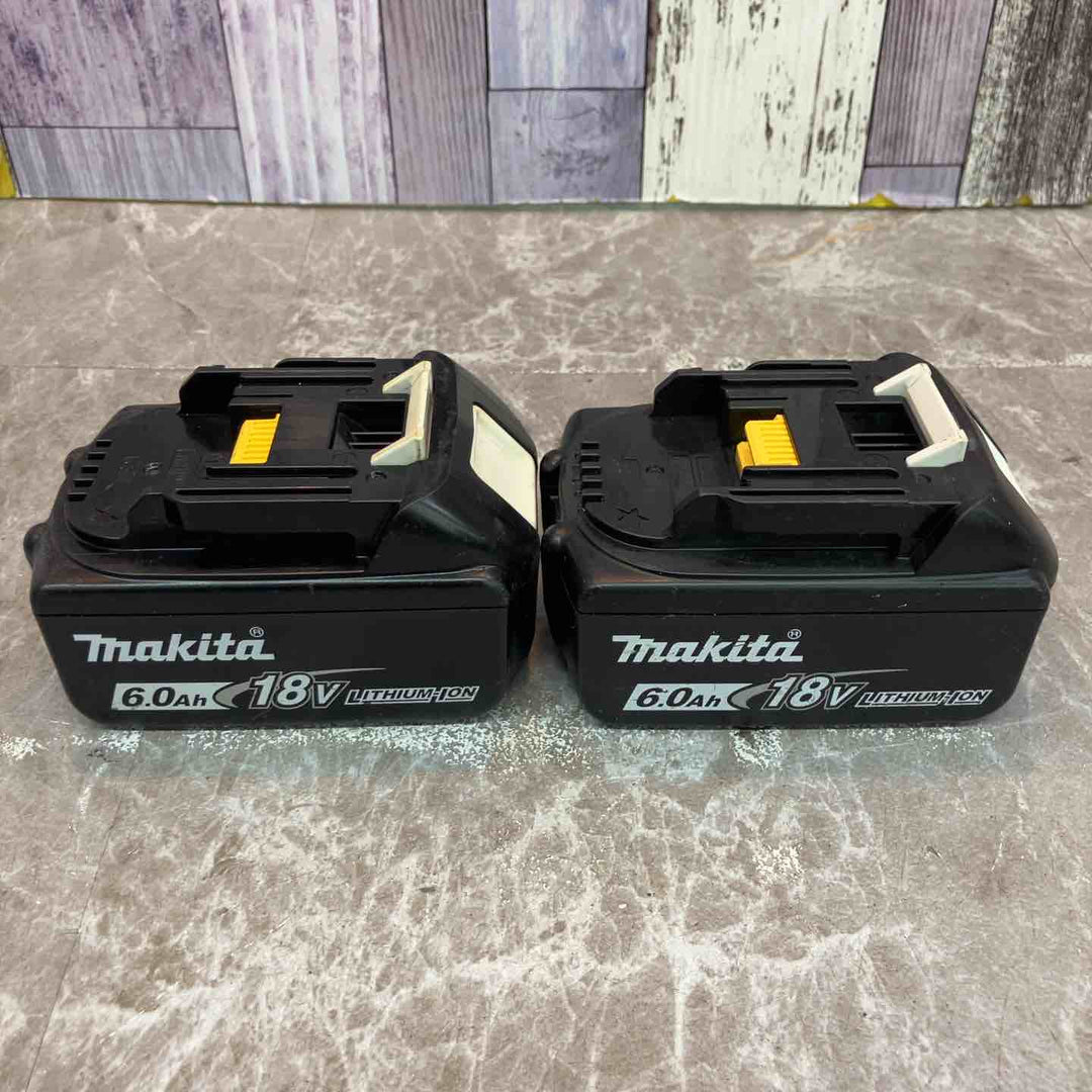 【中古品】マキタ 純正 18V 6.0Ah バッテリー BL1860B×2個 (充電20回/22回) + 急速充電器 DC18RF 計3点セット まとめ makita【八潮店】