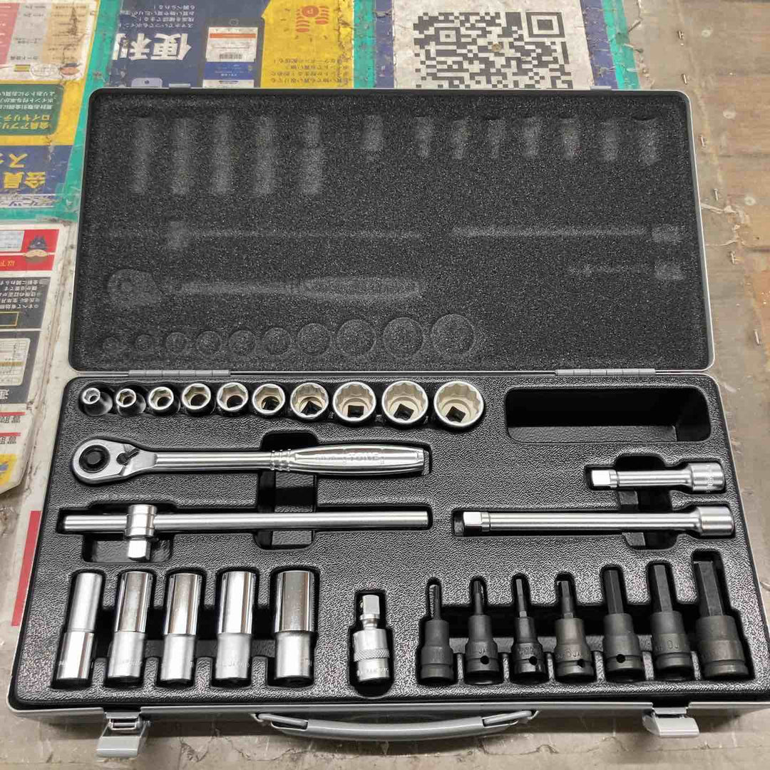 ◇トネ(TONE) ミックスソケットレンチセット 差込角9.5mm(3/8") MX300 内容27点 シルバー【戸田店】