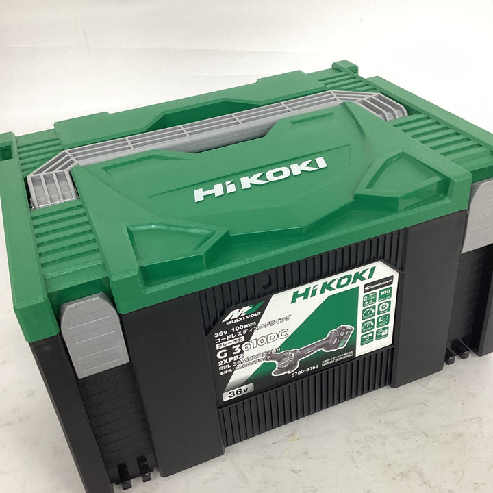 ◇HiKOKI(ハイコーキ) 36V 充電式 ディスクグラインダ G3610DC ブラック トイシ径100mm スライドスイッチ 蓄電池2個・充電器・ケース付 G3610DC(2XPBZ)【狭山】