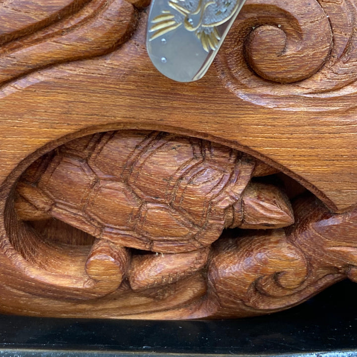 ▼坪辰 刻印有り 鶴亀坪 大型墨壺 約400ｍｍ 木製【柏店】