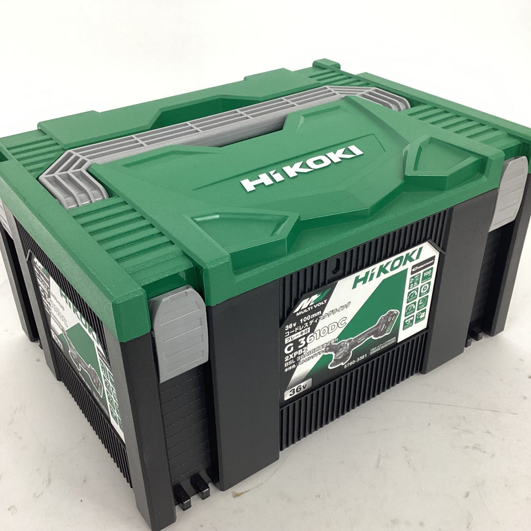 ◇HiKOKI(ハイコーキ) 36V 充電式 ディスクグラインダ G3610DC ブラック トイシ径100mm スライドスイッチ 蓄電池2個・充電器・ケース付 G3610DC(2XPBZ)【狭山】