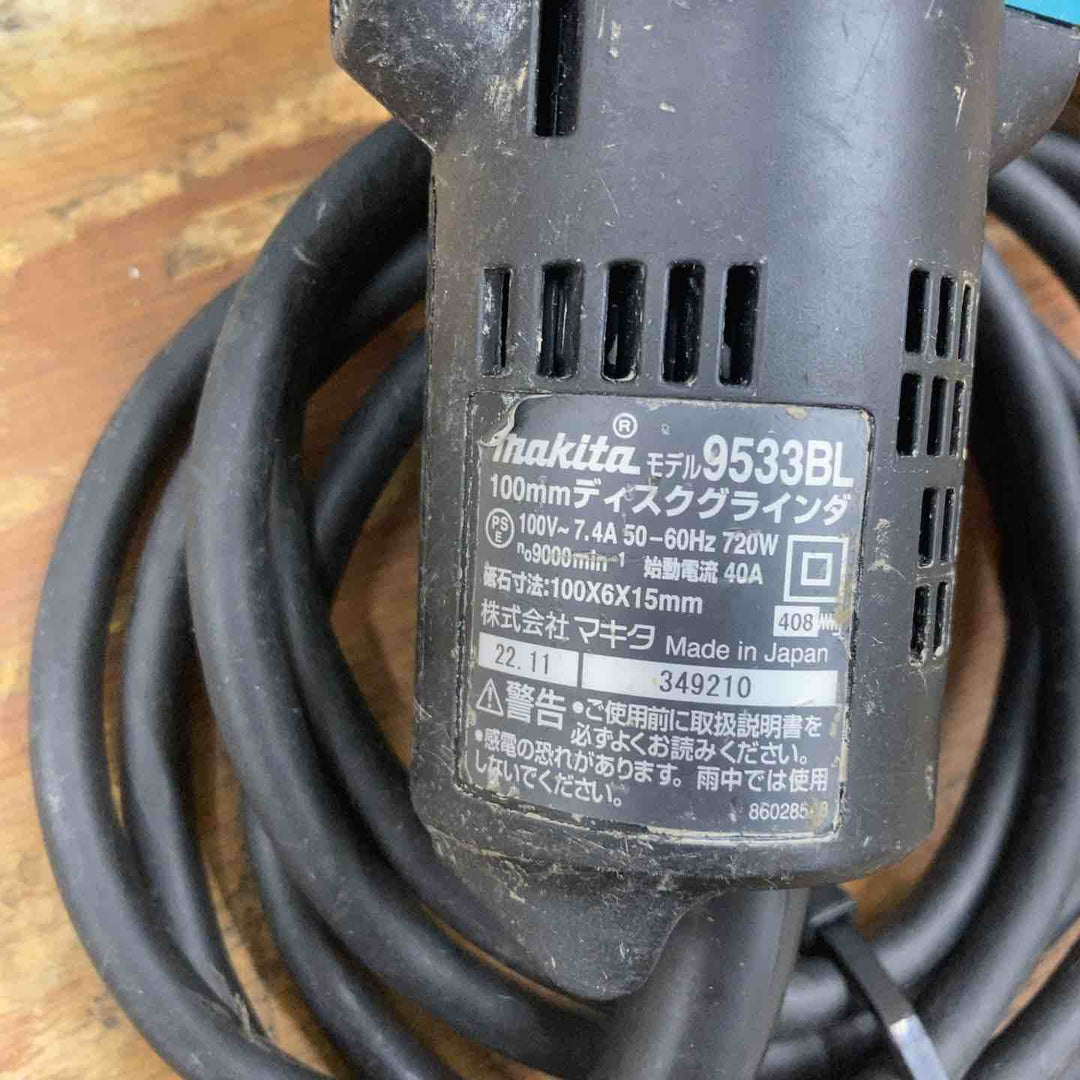 ☆マキタ(makita) ディスクグラインダ 低速高トルク ブレーキ付 100mm 9533BLA【柏店】
