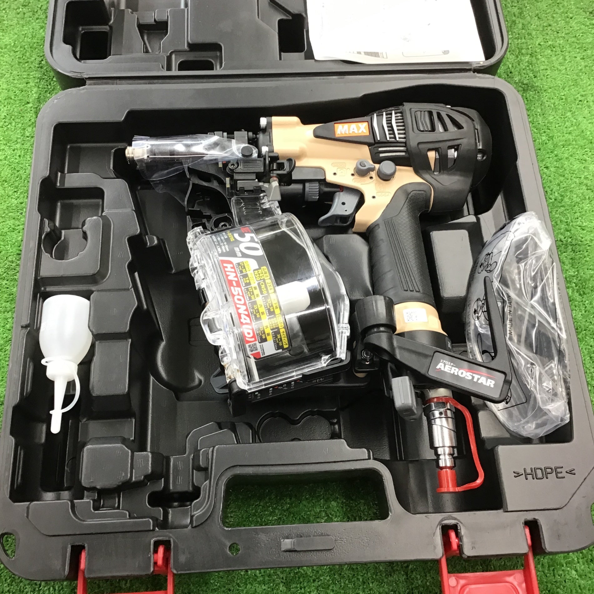 MAX HN-50N4(D)-R 高圧エア釘打ち機【野田愛宕店】【店頭取引限定】【中古】管理番号：ITT7WLD3S9D3 マックス（MAX） 高圧コイルネイラ HN-50N4(D) アンバーオリーブ