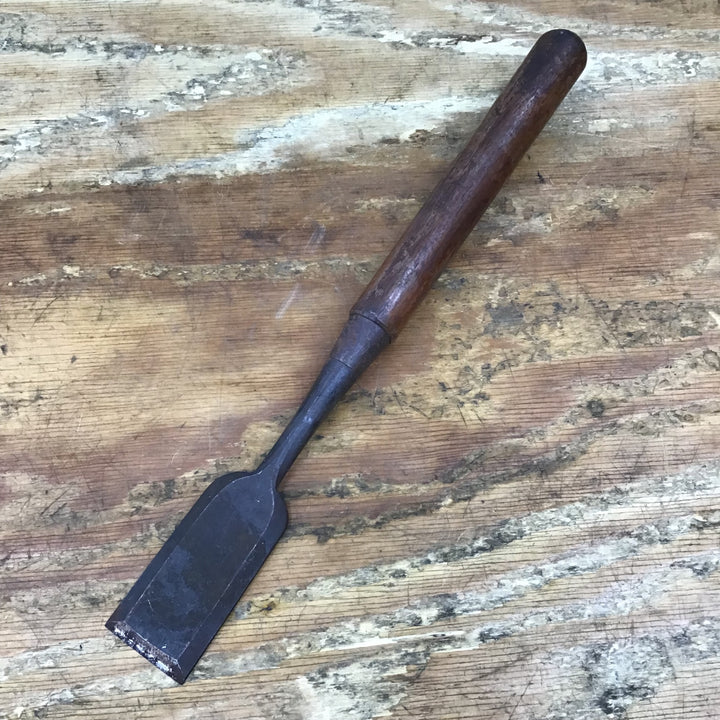 【現状品 】　「菊弘丸」銘 突き鑿 のみ 刃幅約42mm さびあり【柏店】