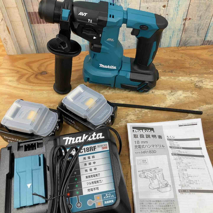 【美品】★マキタ(makita) コードレスハンマドリル HR183DRGX 18V バッテリー2個、充電器付属【柏店】