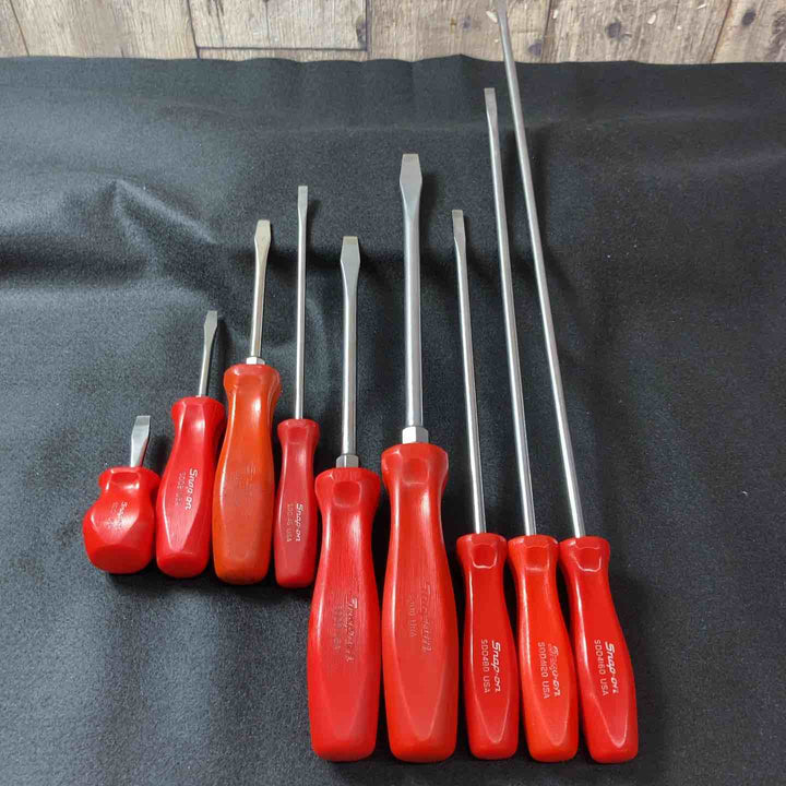 【中古品】 スナップオン(Snap-on) SDD4160 SDD4120 マイナスドライバー レッドグリップ 9本セット 【東大和店】