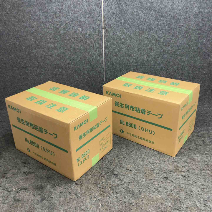 カモ井(KAMOI) 養生用布粘着テープ No.6800 ミドリ 50mm×25m 30巻入 (2箱 計60巻入)【鴻巣店】