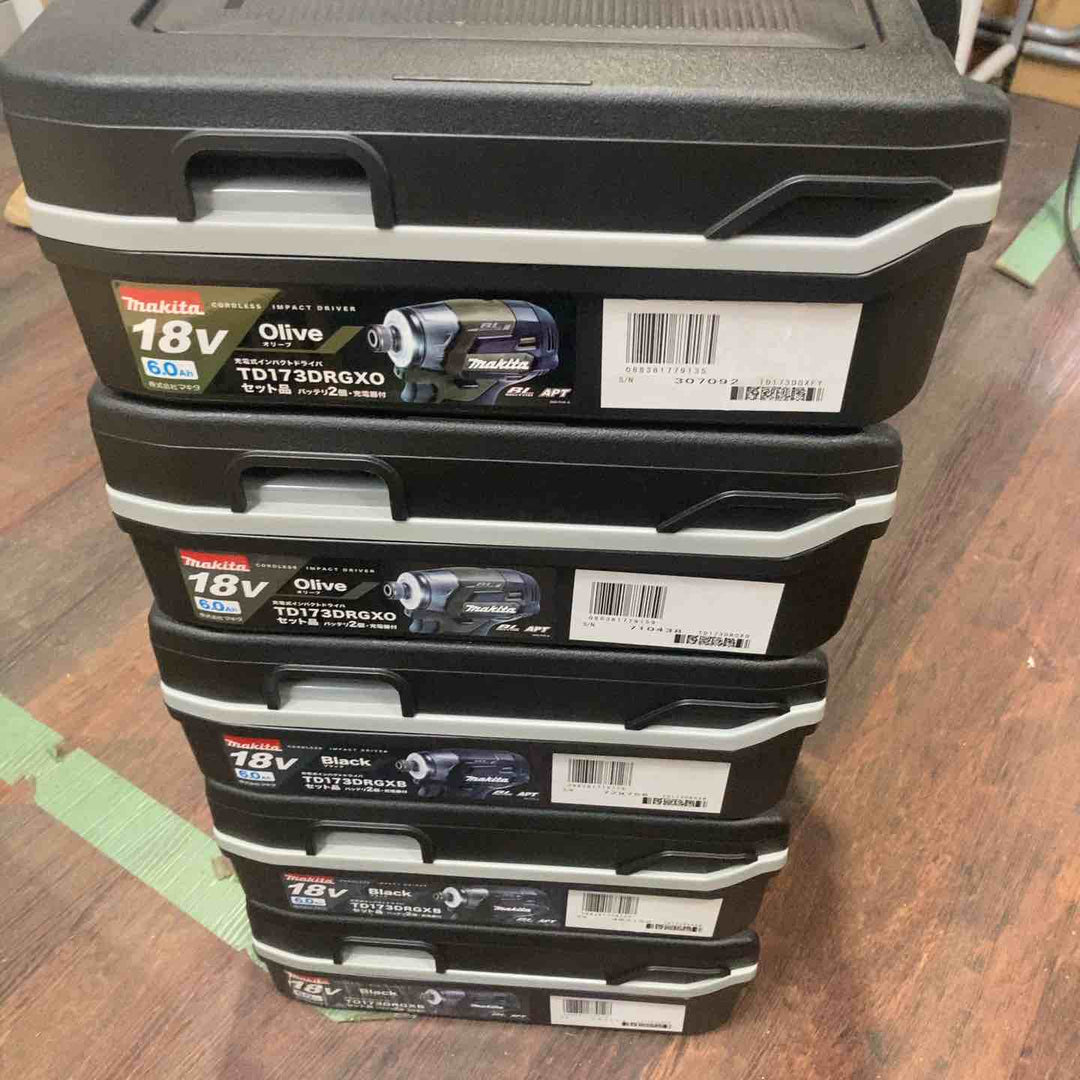 ★送料無料★マキタ(makita) コードレスインパクトドライバー TD173DRGX 5台セット　黒３台オリーブ２台