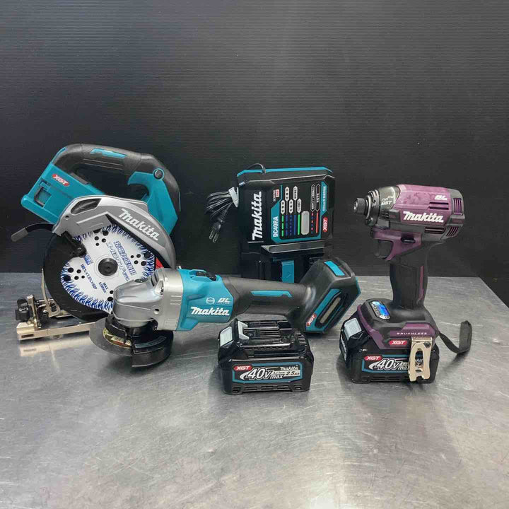 【中古美品】 マキタ(makita) 40Vコードレスまとめ売り インパクト ディスクグラインダー マルノコ TD002G GA001G HS001G パープル 【東大和店】