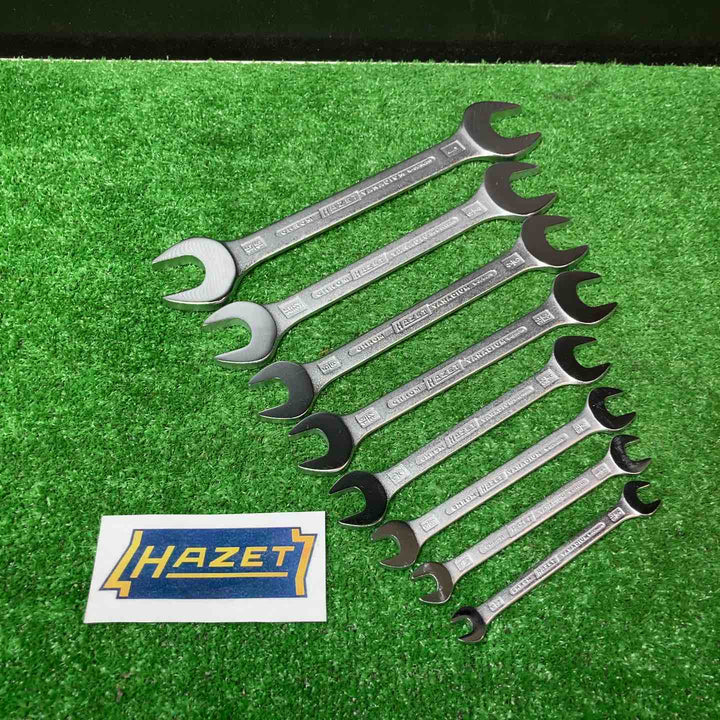 【美品】▲ハゼット(HAZET)ダブルオープンエンドレンチ 450 8本組 インチタイプ（1/4-1インチ）両口スパナ【岩槻店】