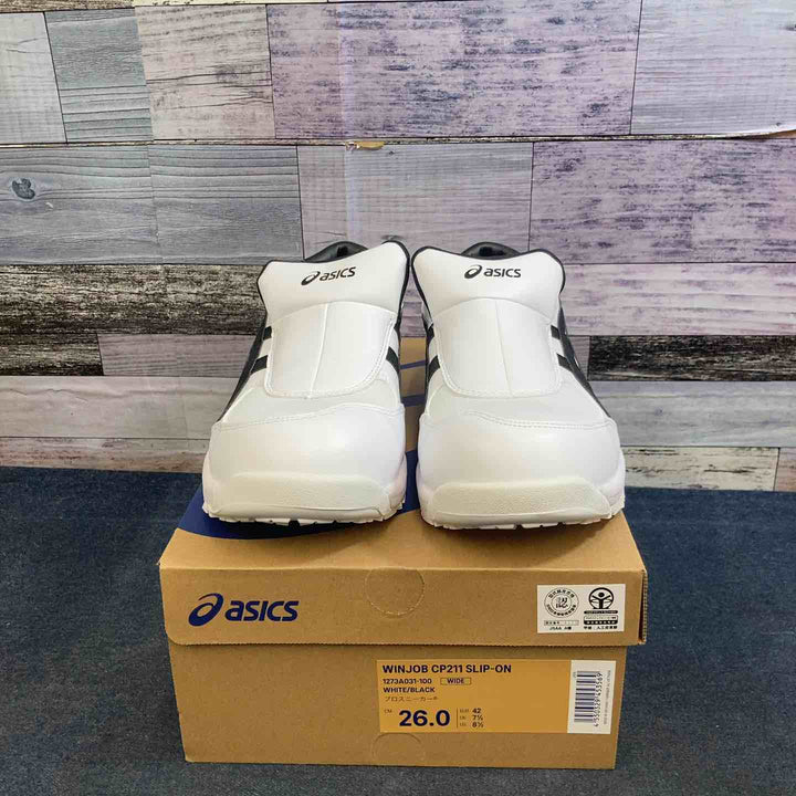 【未使用品】アシックス ASICS 安全靴 WINJOB CP211 SLIP-ON 26.0cm WHITE/BLACK【八潮店】