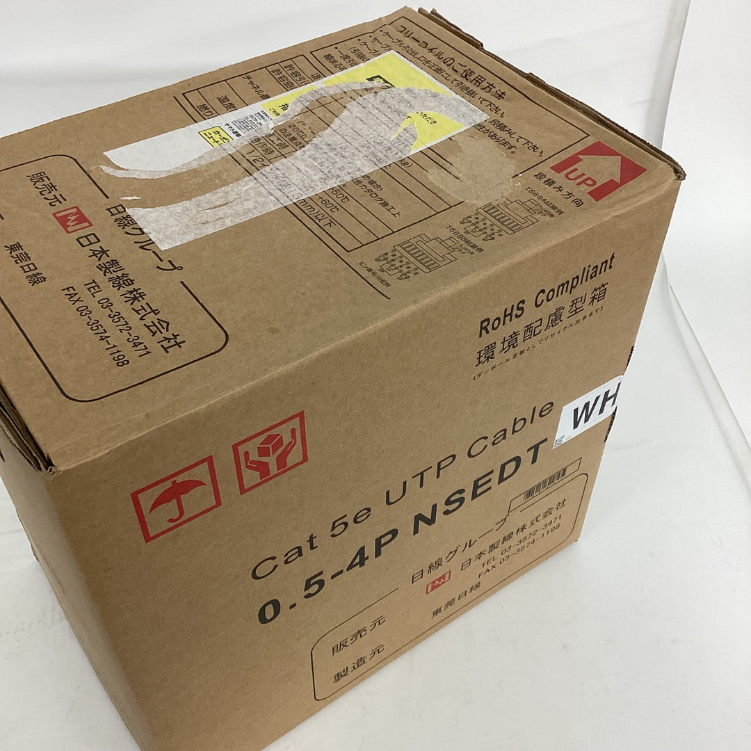 ◇日本製線 Cat5e UTPケーブル 0.5-4P NSEDT LANケーブル 300ｍ×1箱 WH【狭山】