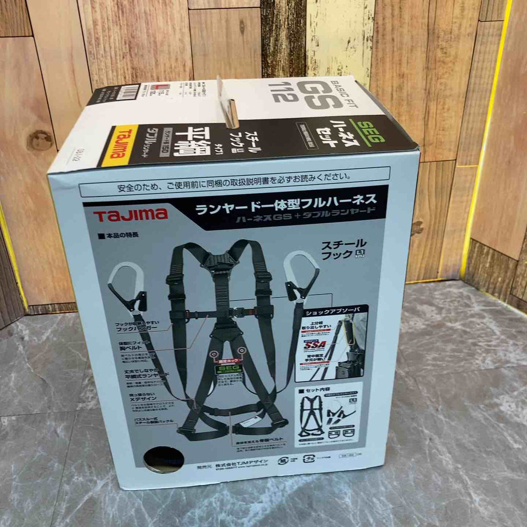□タジマ(Tajima) ハーネスGS＋平ロープダブルランヤードL1セット 黒 Lサイズ A1GSLFR-WL1BK【八潮店】