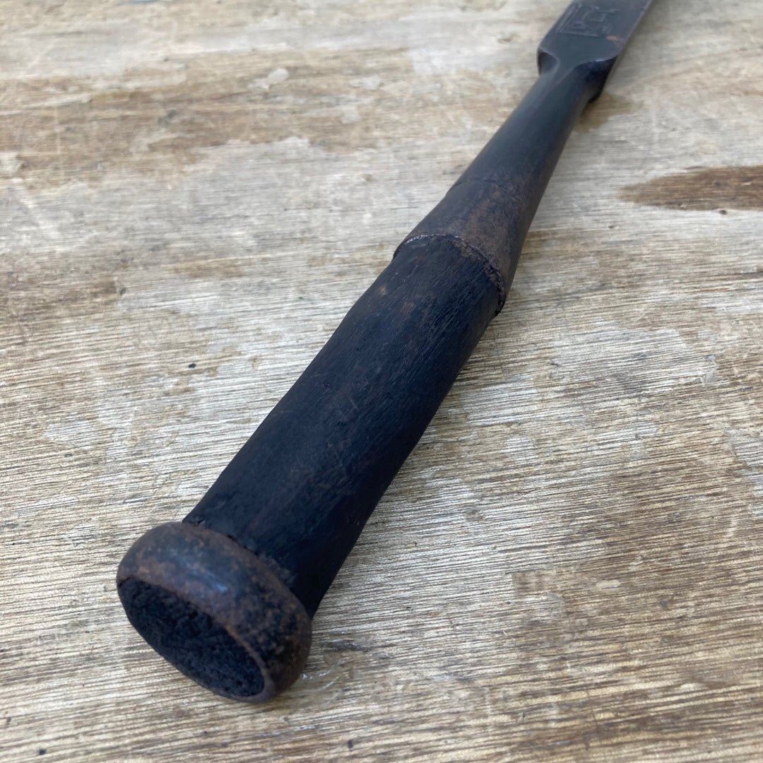 【中古品】　「甲子 北越之住 藤原兼房作之」銘 突き鑿 明治 刀鍛冶 和工具 大工道具【柏店】