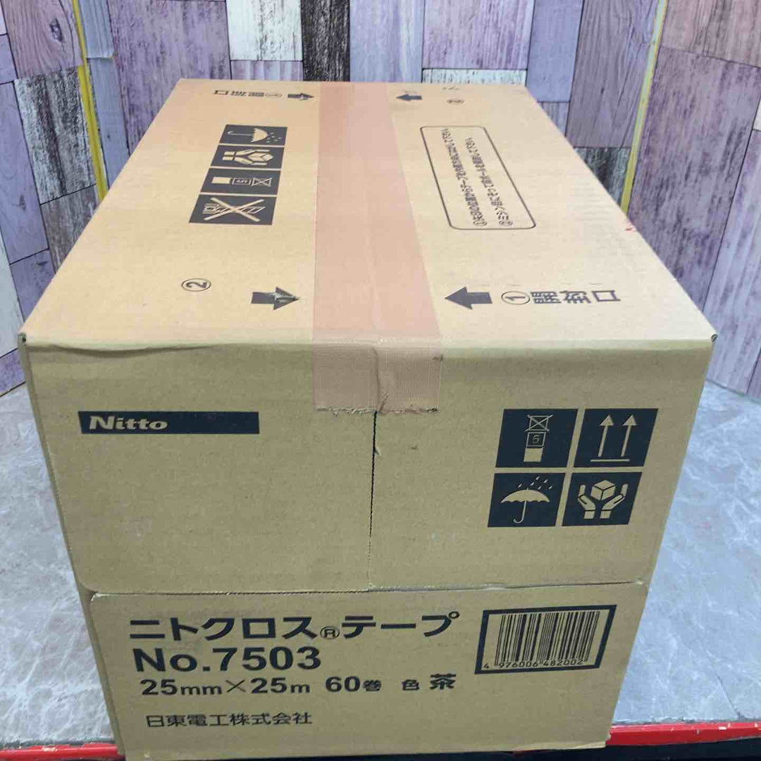 【未使用品】Nitto 日東電工 ニトロクロス No7503 25ｍｍｘ25ｍ 茶 60巻【八潮店】