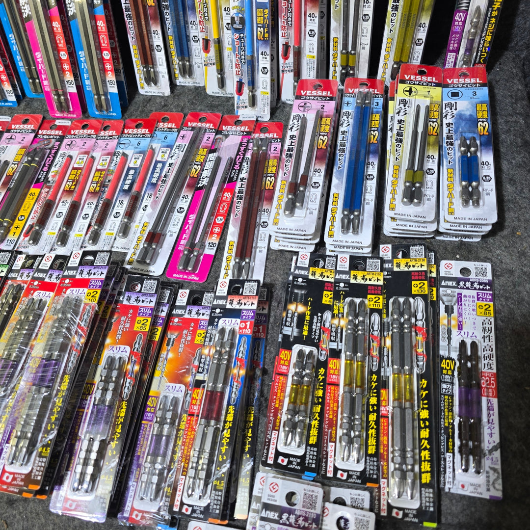 【まとめ売り！未使用品】インパクト用 ビット 1～2本入り 145パック Anex、VESSEL、SUNFLAG メーカー・サイズ混在 六角軸【桶川店】