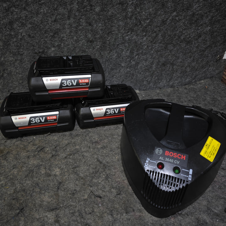 【中古品・通電確認済み！】BOSCH(ボッシュ) 36V 6.0Ahバッテリ3個、充電器(AL3640CV) セット【桶川店】