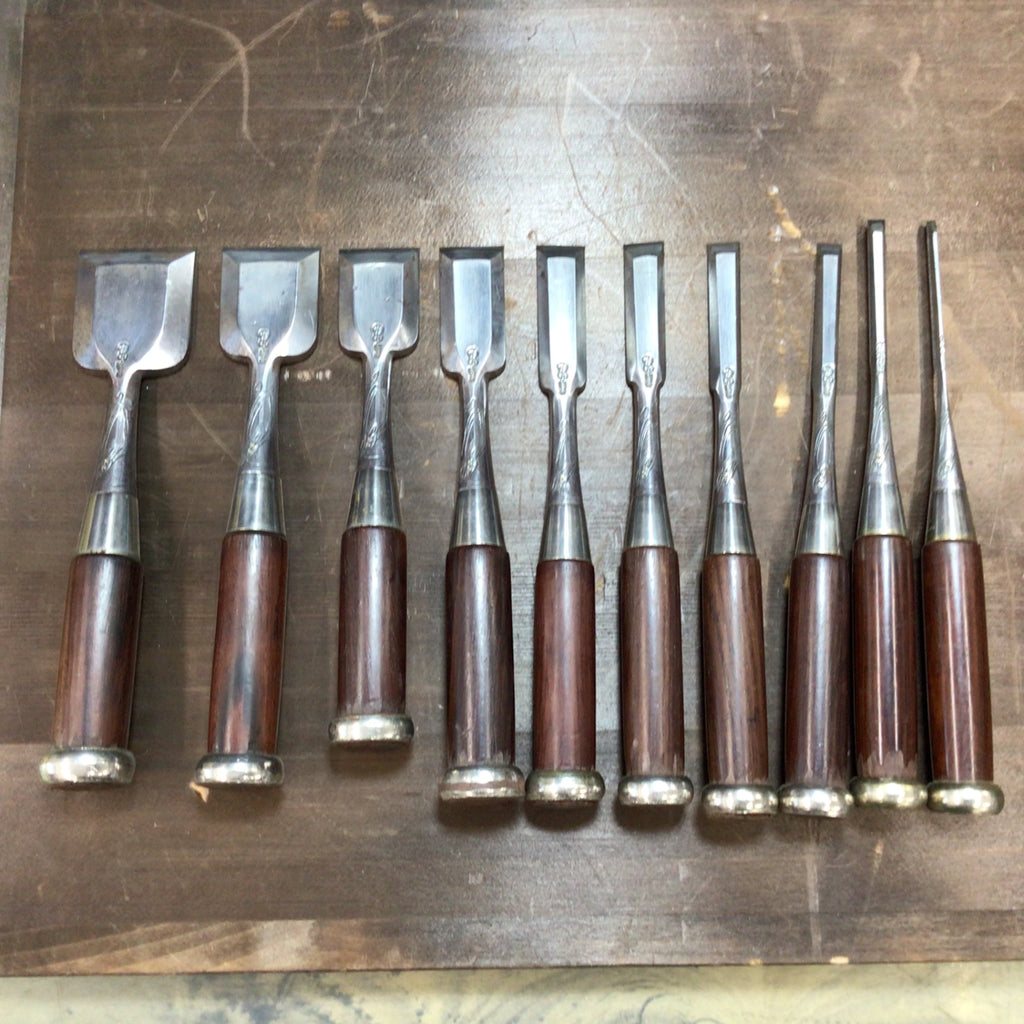 山弘 岡山猛作 龍彫り 鑿 追入れ鑿 造作 細工 仕上げ 10本セット  