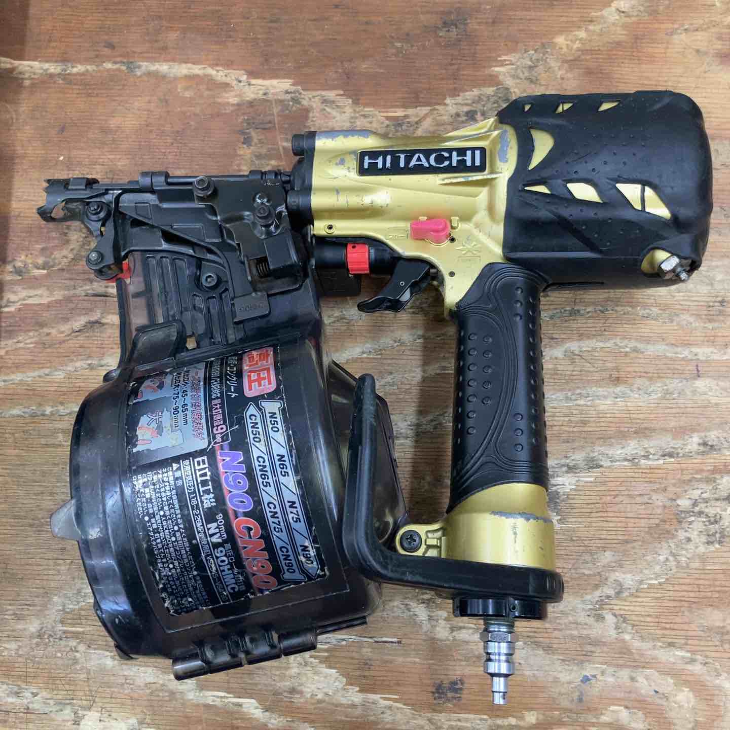 【中古美品】　日立　高圧式　90㎜　釘打ち機　NV90HMC ☆中古品☆HITACHI 日立工機 90mm 高圧 ロール釘打機 NV90HMC ロール釘