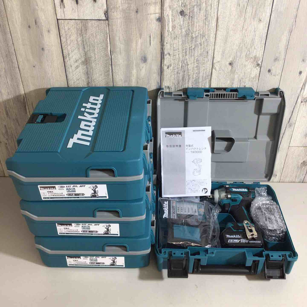 【未使用品】マキタ(makita) コードレスインパクトレンチ TW300DRGX 4台セット バッテリー＆充電器付き【戸田店】