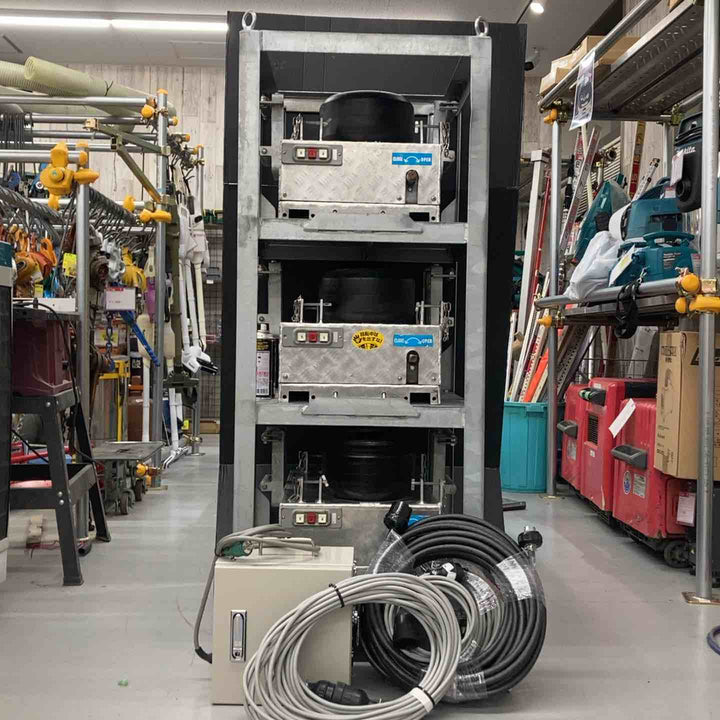 【店頭受取り限定】▼メーカー不明200V ケーブル中間送り機 TK-20003台セット+インバーター制御盤+コントローラー 通電のみ確認【戸田店】