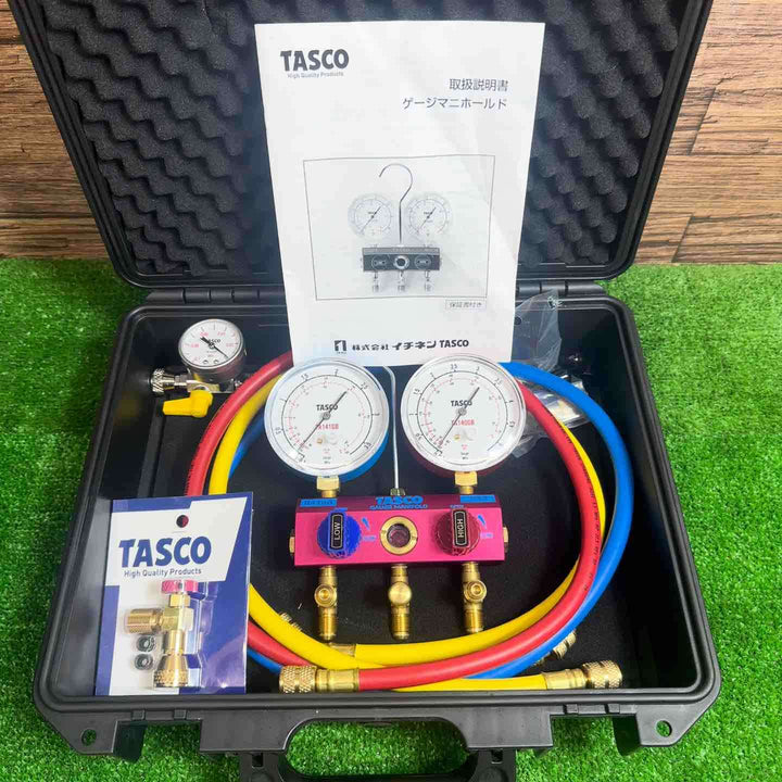イチネンTASCO R410A/R32ゲージマニホールドキット TA122GB-1 ミニ真空計 TA142BP【桶川店】