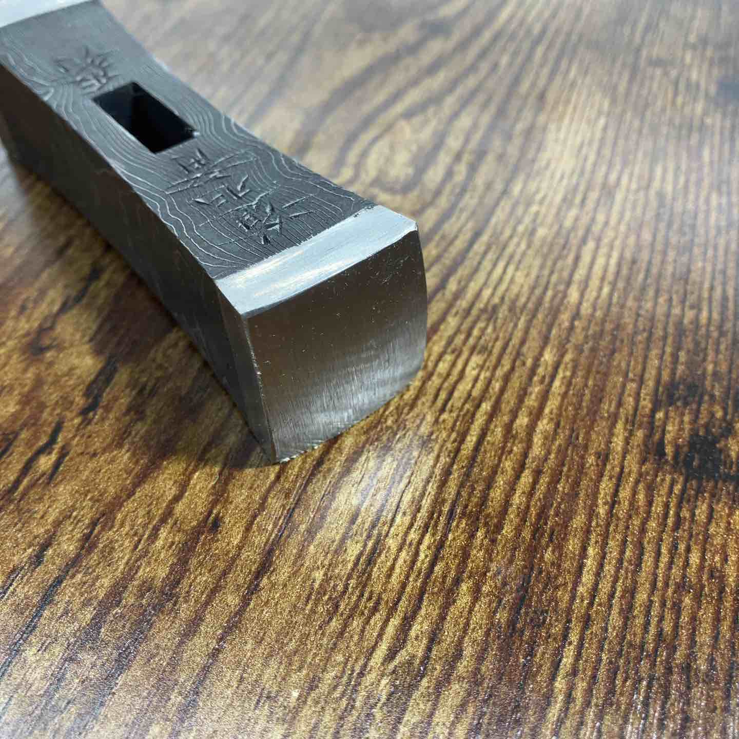 未使用品】道心斎 正行 鋼付 木目 クロ 角 玄能 120匁 直筆サイン