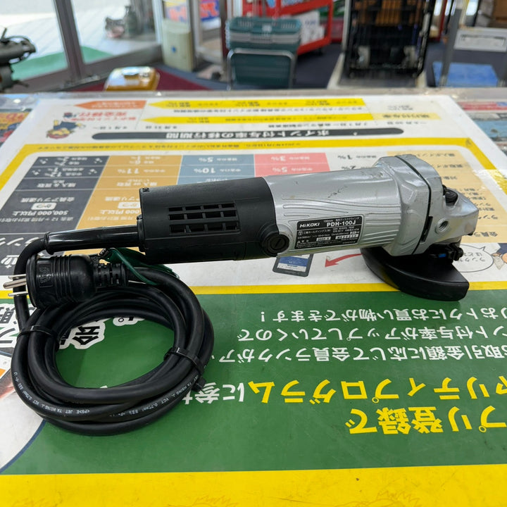 〇ハイコーキ(HIKOKI ※旧:日立工機) 電気ディスクグラインダー 砥石外径100mm AC100V 760W 低速高トルク形 3P可倒式プラグ付 PDH-100J(E)【柏店】