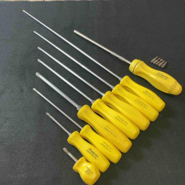 【中古品】 スナップオン(Snap-on) SDDP22 SSDMR8A プラスドライバー イエローグリップ 9本 【東大和店】
