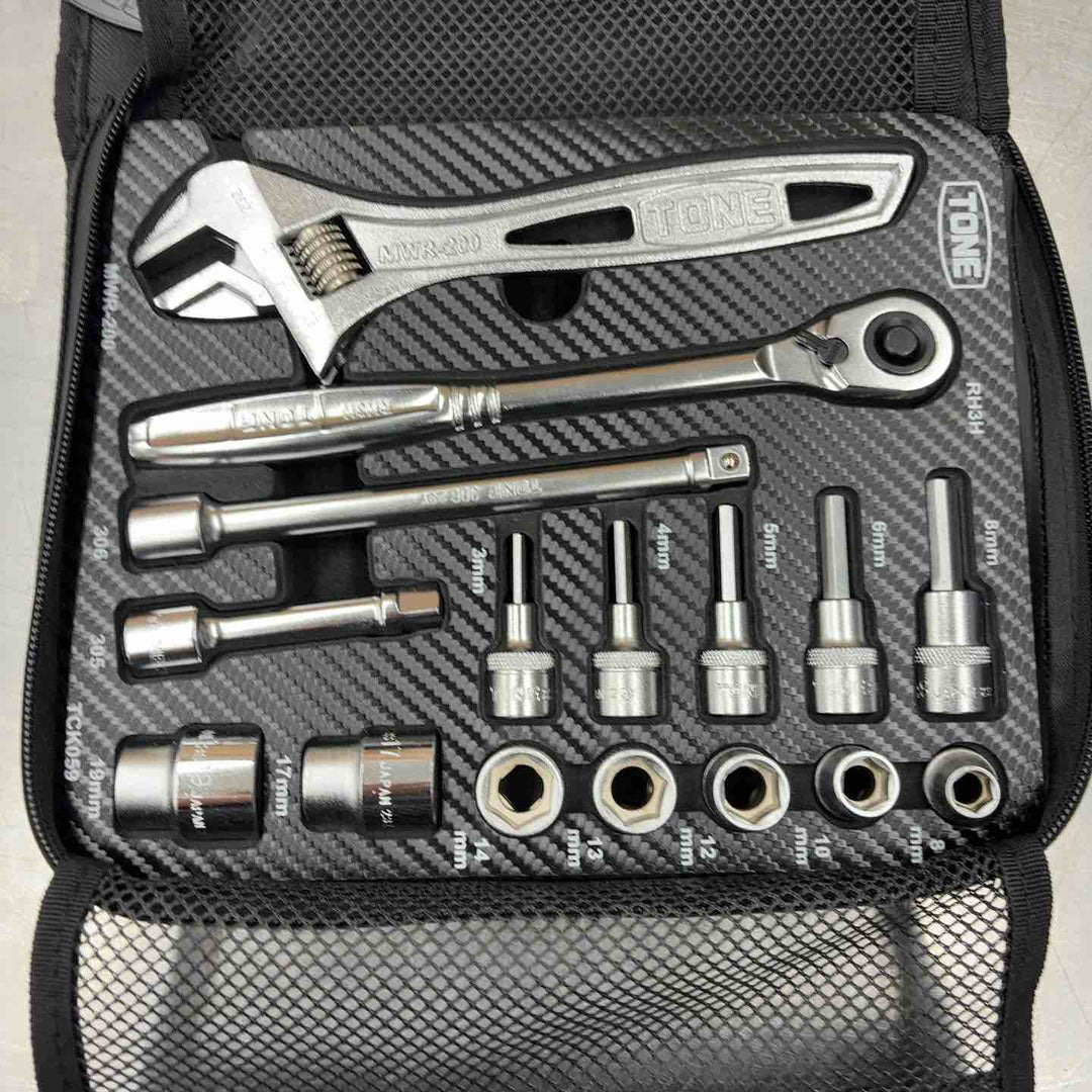 【中古美品】トネ(TONE) ツールバッグセット TSX3172 差込角9.5mm(3/8") ブラック 内容21点【所沢店】
