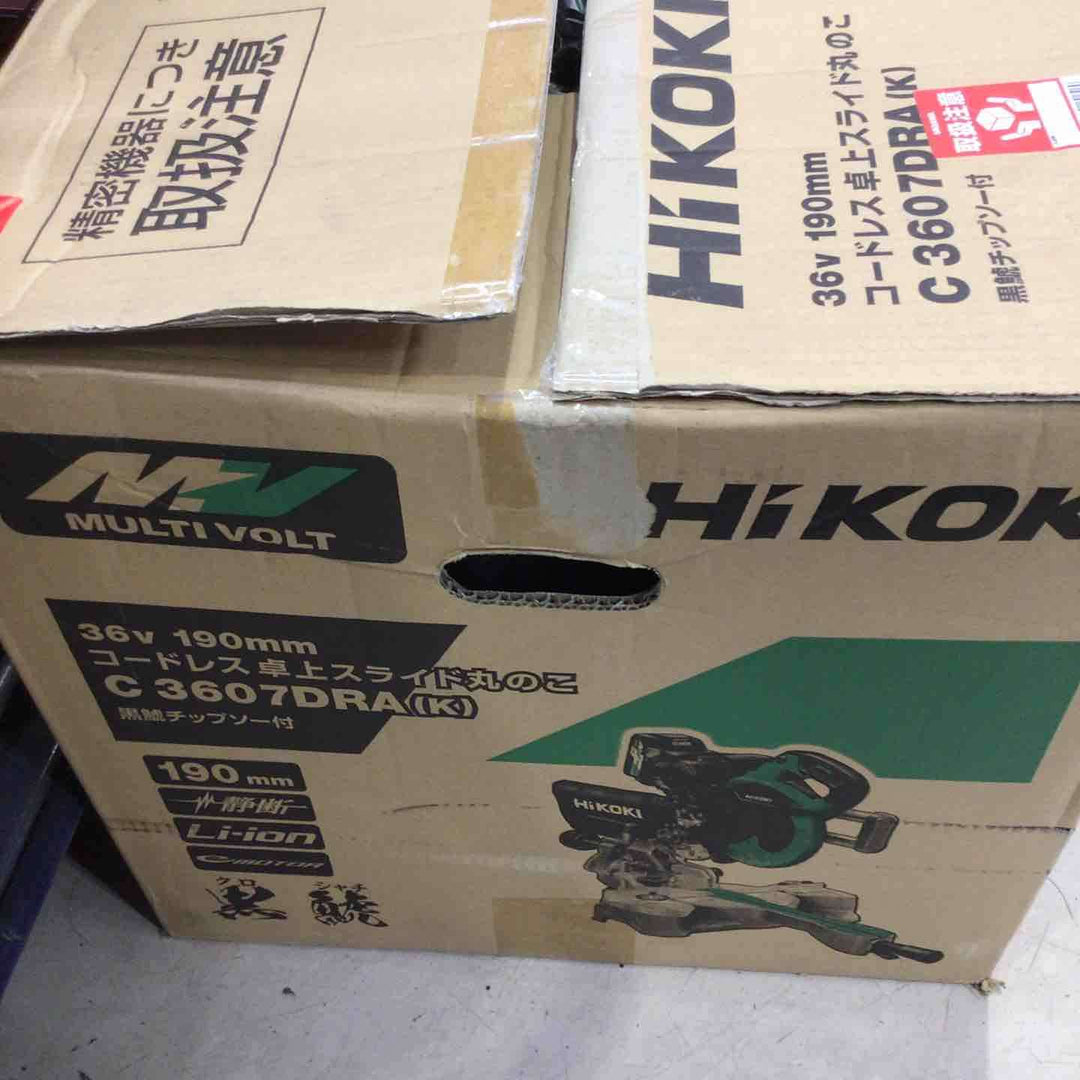 HiKOKI(ハイコーキ) 旧日立工機 コードレス卓上スライド丸のこ 36Vマルチボルト畜電池×1個・急速充電器・チップソー黒鯱付 C3606DRA(K)(XPS)【町田店】